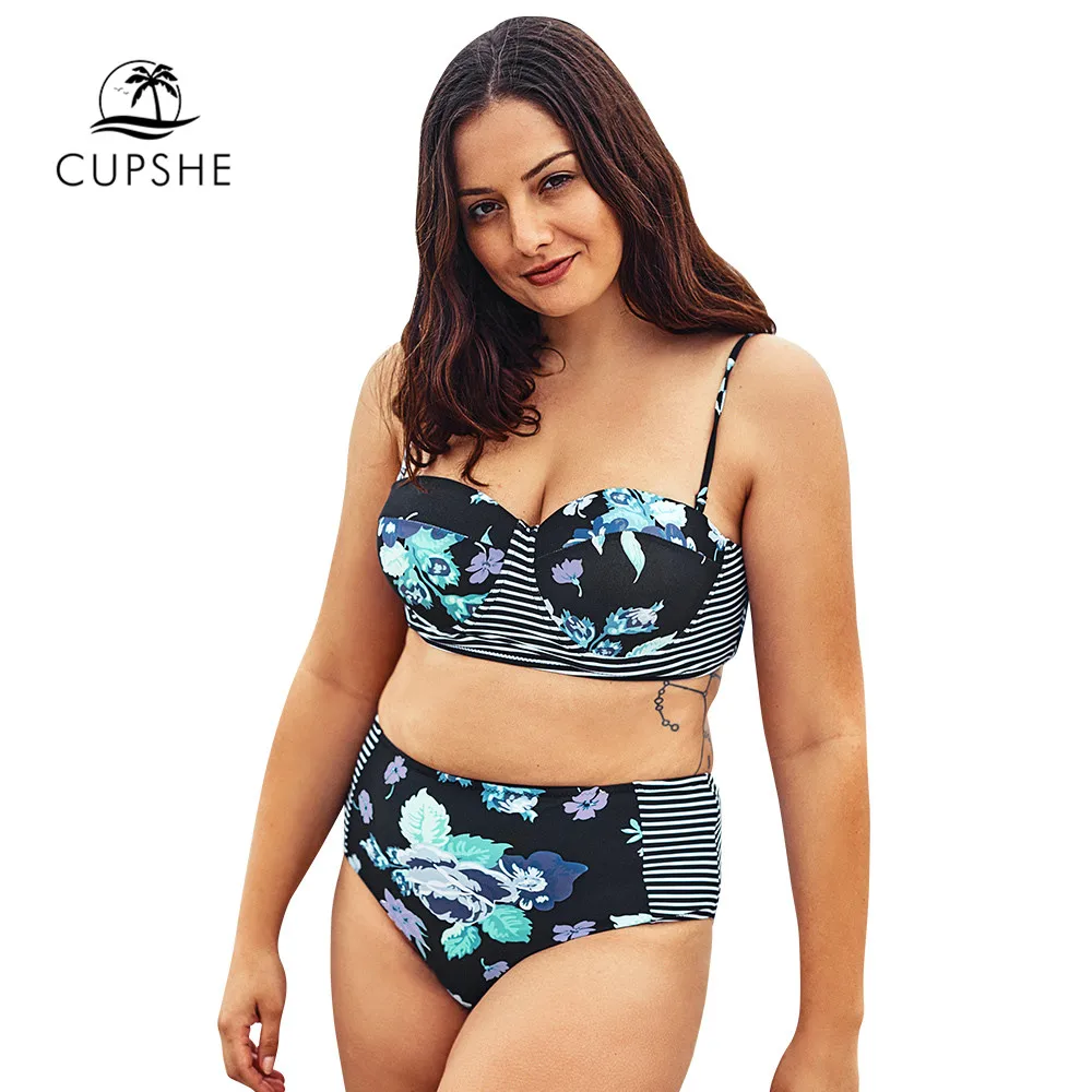 CUPSHE/большие размеры бикини с цветочным принтом пуш ап женские сексуальные