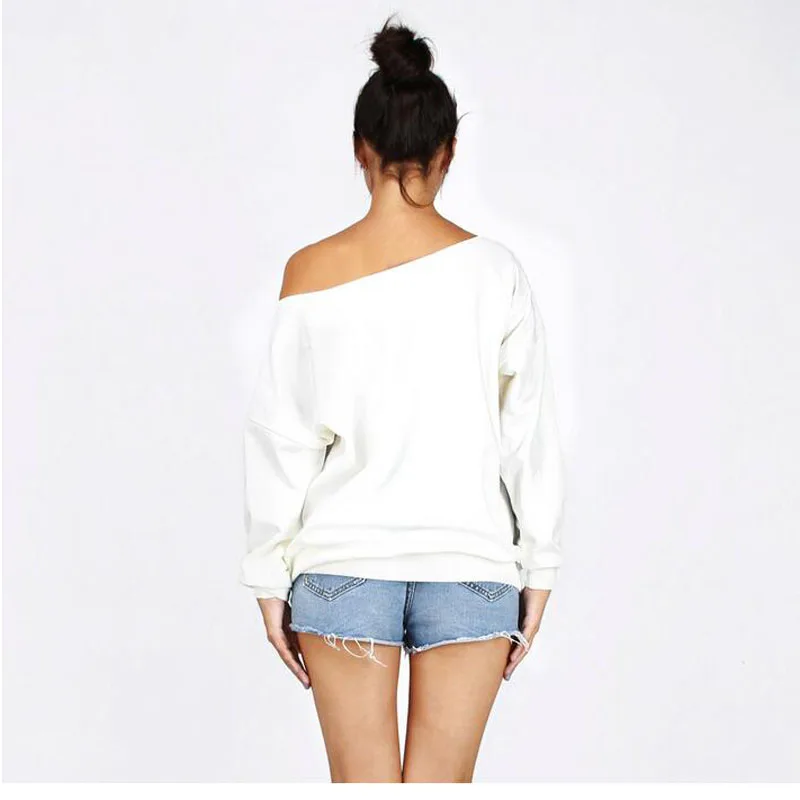Christmas Sweatshirt Women Autumn Winter New Casual Off Shoudler Tops Print Loose Cotton Plus Size | Женская одежда