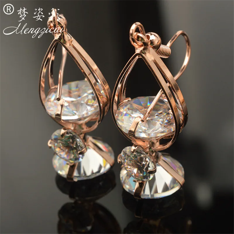 Женские серьги подвески с фианитами золотого цвета ювелирные изделия подарки на