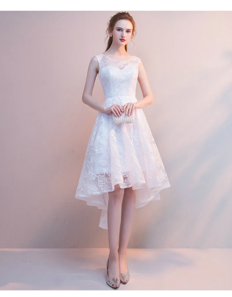 White Simple Evening Gowns Evening Dress Party Elegant Evening Dresses Short Front and Long Rear Short Formal Dress ES2579