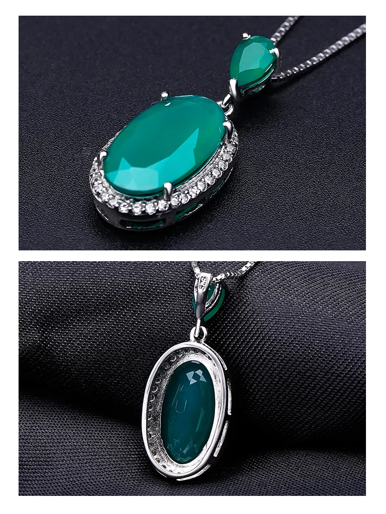 Gem's балет 6.68Ct натуральный зеленый агат, натуральный камень, винтажное ожерелье для женщин, хорошее ювелирное изделие, 925 пробы, серебряные подвески