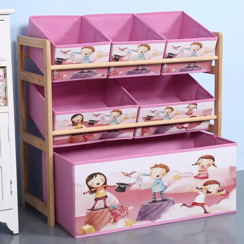 Solid wood toy rack storage rack toy box finishing child toy cabinet home toy storage artifact - Цвет: VIP 15