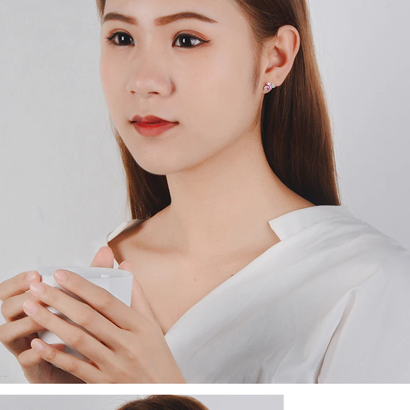 XIYANNIKE 925 Sterling Sliver The Wing Of Angel Queen Zirconia Stud Earrings Cute Simple Fashion For Women Gift Trendy Oorbellen | Украшения