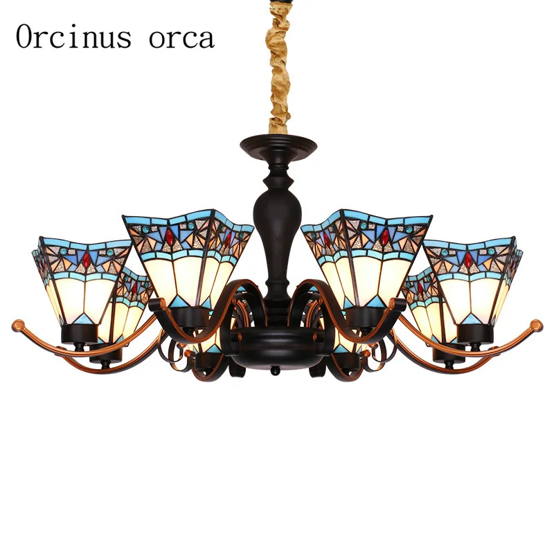 Mediterranean style high-grade glass chandelier living room American countryside simple modern Chandelier free shipping | Освещение