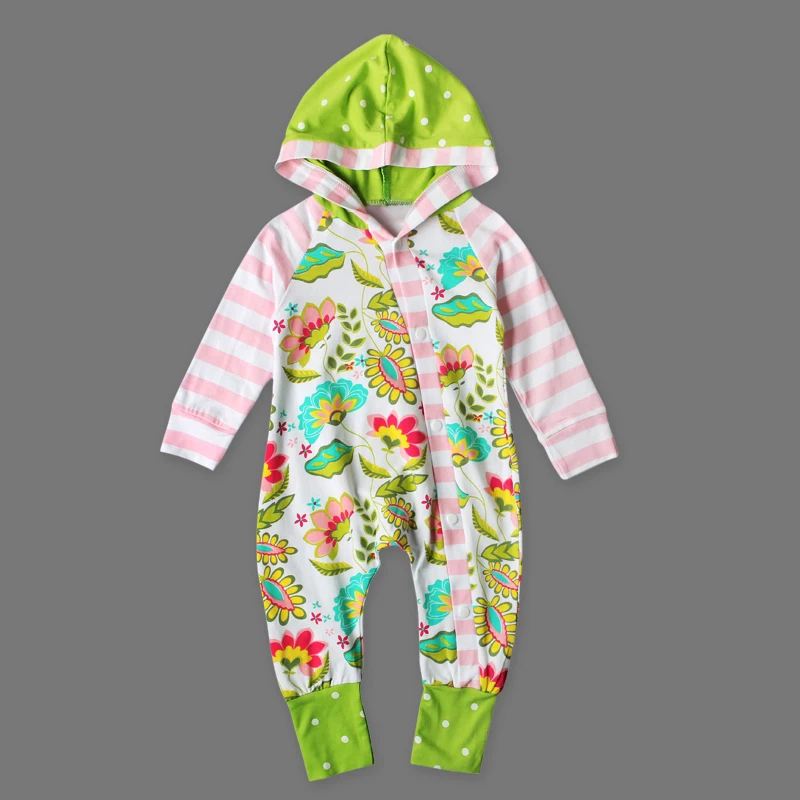 Новинка 2017 брендовые Осенние Комбинезоны для маленьких девочек с цветочным