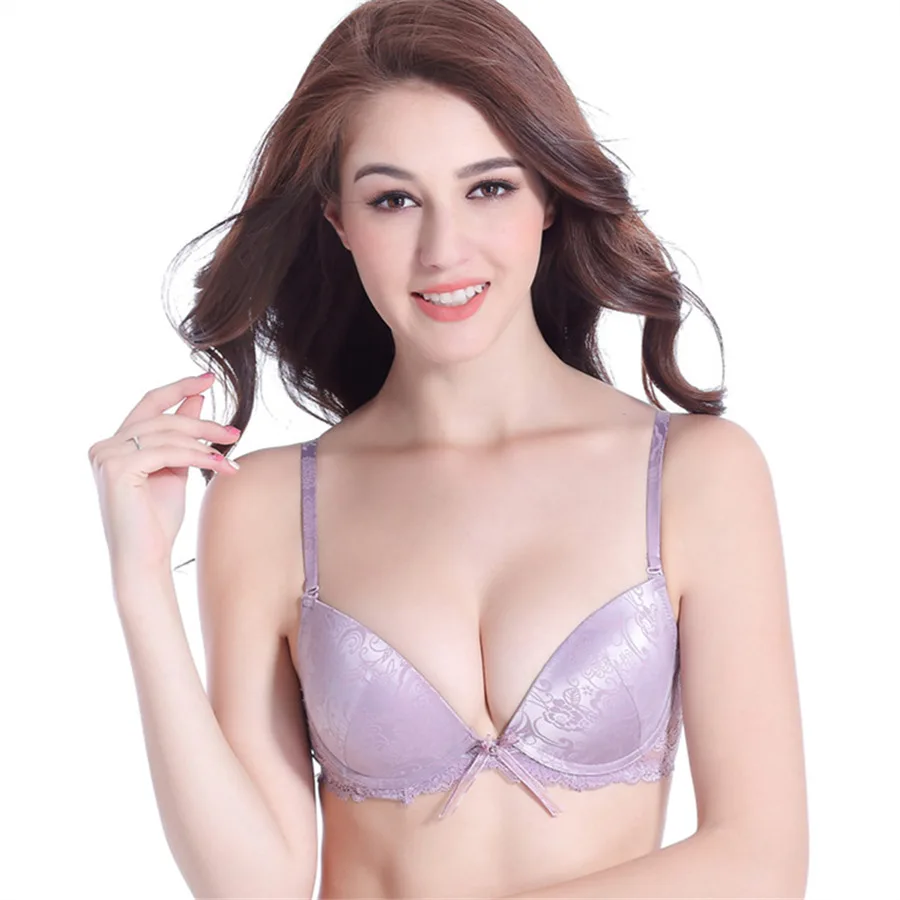 Женский сексуальный комплект с бюстгальтером пуш ап атласное прозрачное кружево