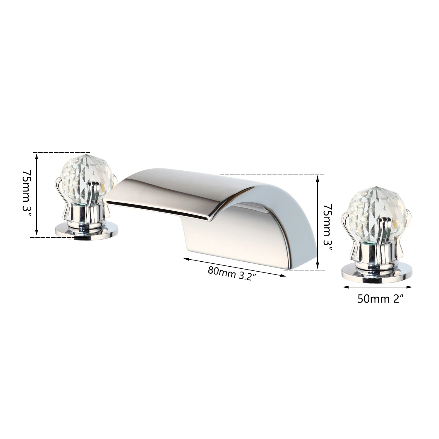 3Pcs Bathtub Sets JIENI хромированная твердая латунь 5 шт. Набор Водопад Носик бортике алмазные ручки ручной опрыскиватель Ванная комната ванна кран душевой набор - Цвет: 3Pcs Bathtub Sets