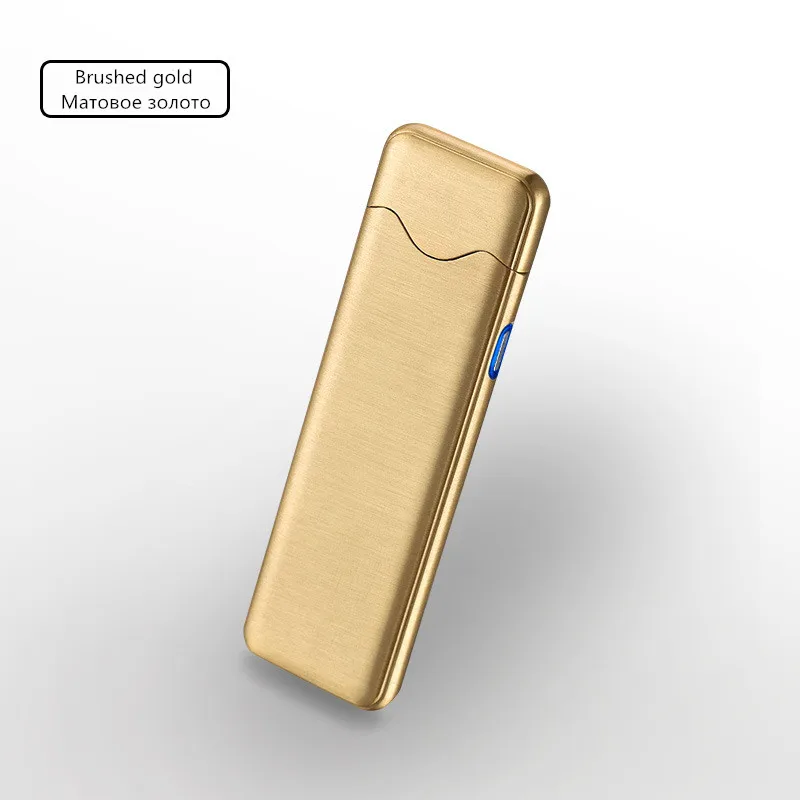 gold Usb Электронная зарядка Зажигалка ультра-тонкий ветрозащитный сенсорный индукционный мужской и женский прикуриватель Прямая - Цвет: gold