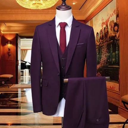 2018 новый фиолетовый красный мужчин костюм жениха Slim Fit Свадебные лучший мужчина