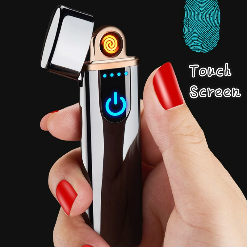 Новинка тонкая Usb зарядка зажигалка сенсорный экран электронные зажигалки для
