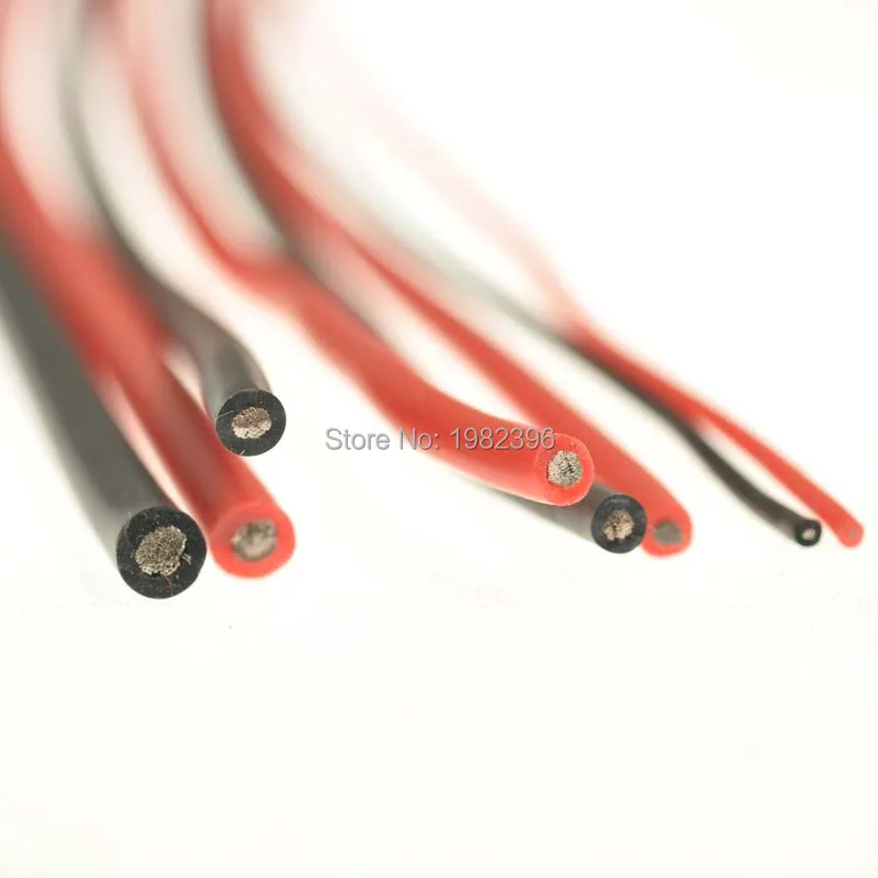 1 метр красный + Черный силиконовый провод 12AWG 14AWG 16AWG термостойкий мягкий