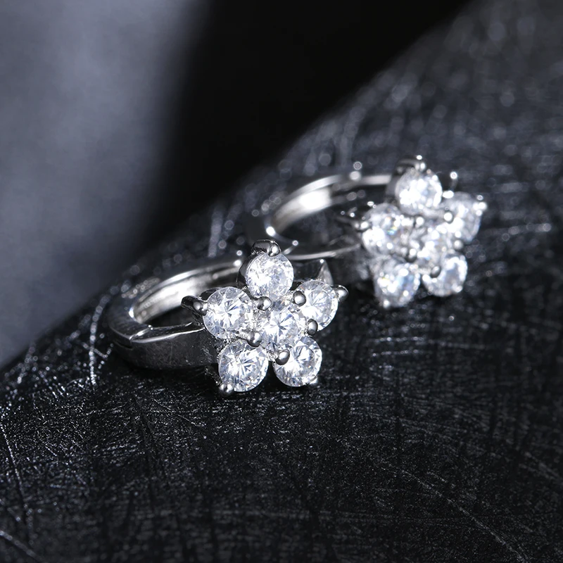 Женские серьги гвоздики из серебра 925 пробы с цирконом|earring jewelry|jewelry gift box wholesalejewelry