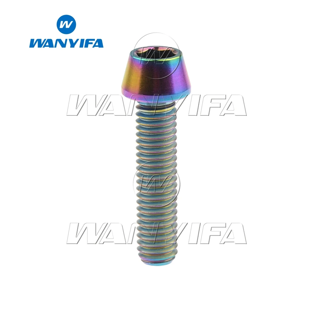 Rainbow Титановый "Wanyifa" Болт M6x 10-15, 16, 18, 20, 25 30 35, 40 45 50 55 60 65 мм конусности головки шестигранный ключ Винт для велосипедная рулевая колонка тормозной болт - Цвет: Rainbow