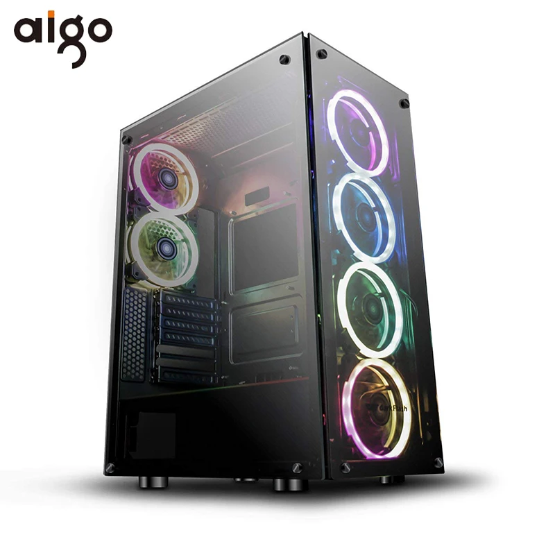 Игровой корпус Aigo Phantom ATX для настольного компьютера игровой окна из закаленного