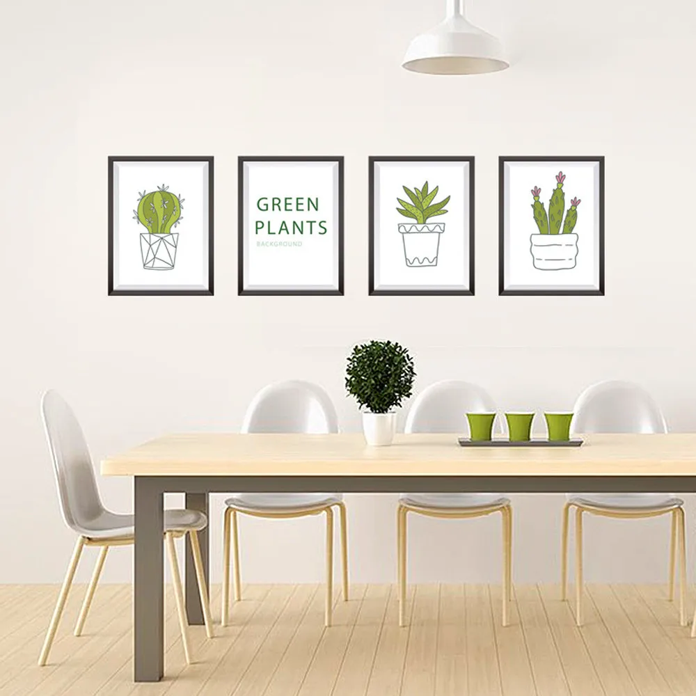 Мультяшная суккулентная краска Кактус в горшке фоторамка фон ТВ спальня DIY