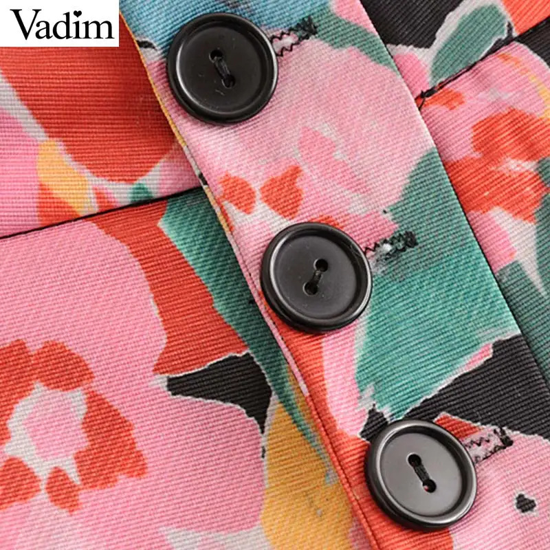 Вадим женщин Сладкий цветочный Шорты сплошной черный карманы кнопки Леди Летняя