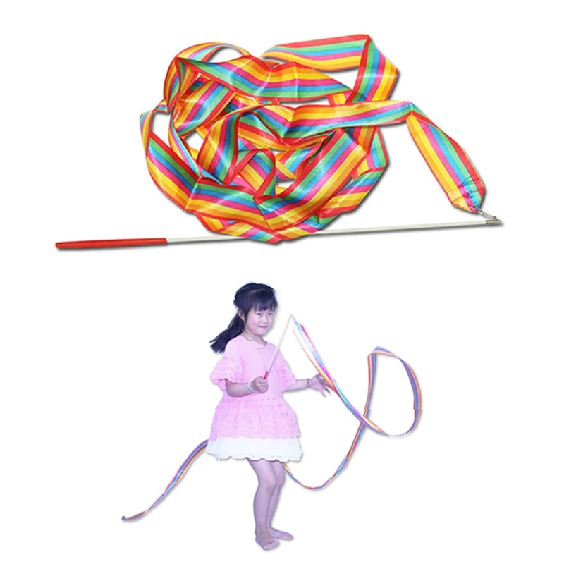 

2M/4M Gymnastic Ballet Streamer Colorful Gym Ribbons Dance Ribbon Rhythmic Art Twirling Rod Stick For Gym Training Professional