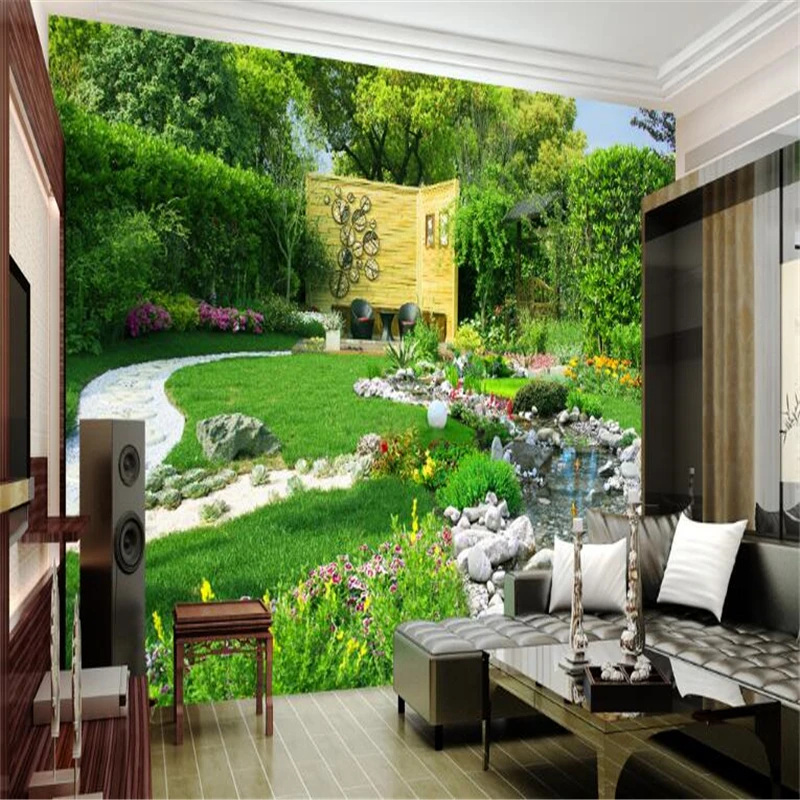 beibehang 3d custom photo wallpaper wall murals stickers Garden river landscape background painting | Обустройство дома