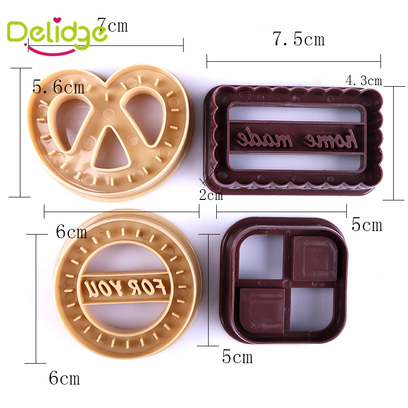 Delidge 4 штуки в партии круглый квадратный Сердце формы cookie формы Еда-Класс Пластик DIY формы cookie разные цвета формы для выпечки