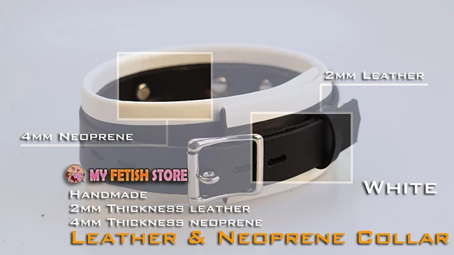 (RD1117)Luxury Customize Handmade 2mm Thickness Leather 4mm Neoprene Collar White Fetish Wear | Тематическая одежда и