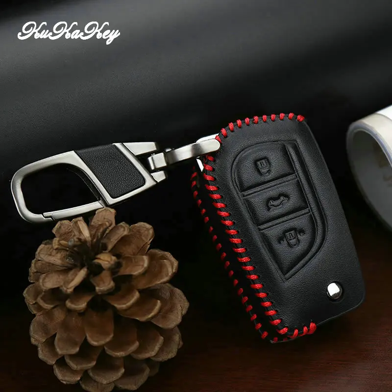 Кожаный чехол KUKAKEY для автомобильных ключей Toyota Hilux Corolla avensis Prado Fortuner RAV4 CHR