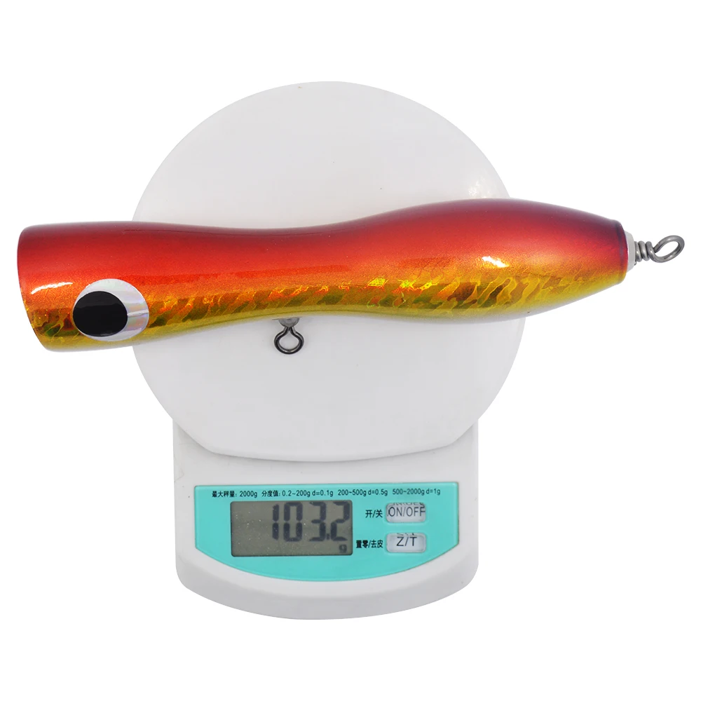 

18cm 120g Saltwater Wood GT Popper Big Game Topwater fishing Lures trolling Wood Bait Mustad Hook Fishing Bait
