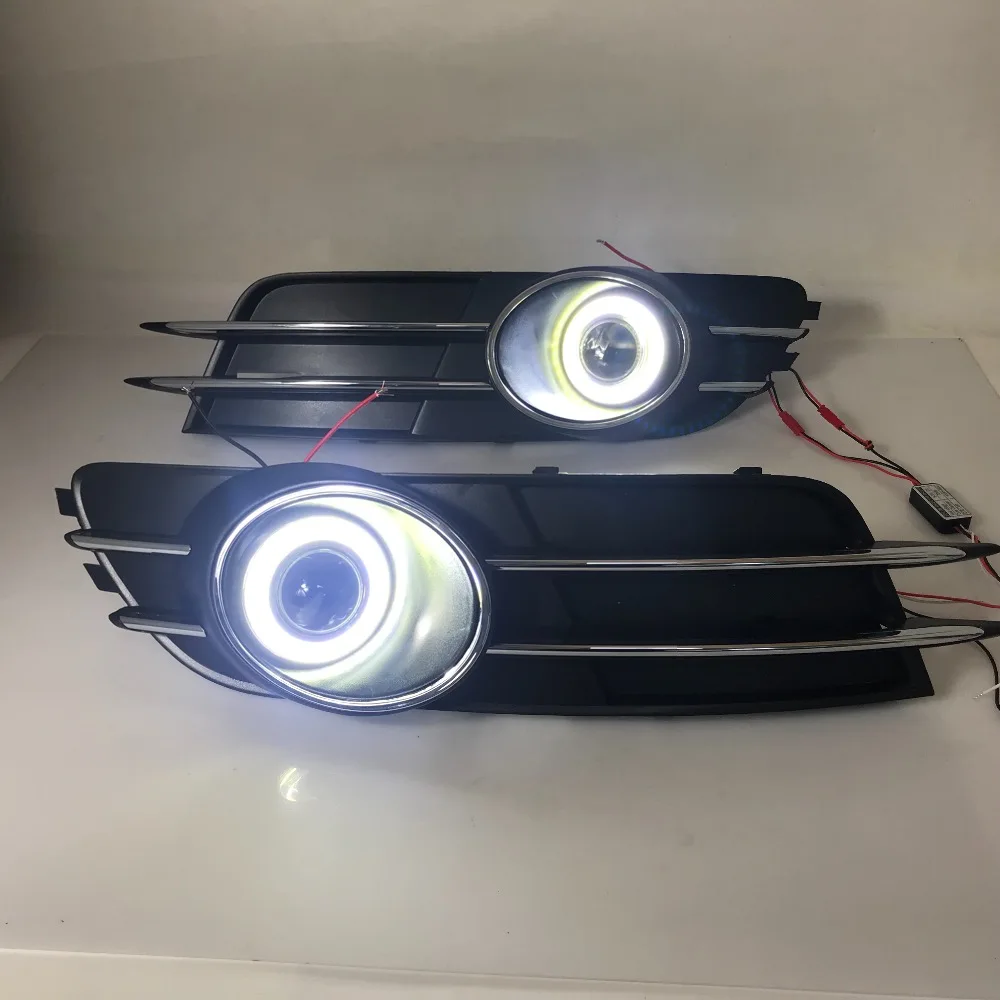 RQXR противотуманная фара вождение свет в сборе для Audi A6 C7 cob angel eye светодиодные дневные ходовые огни сигнал поворота