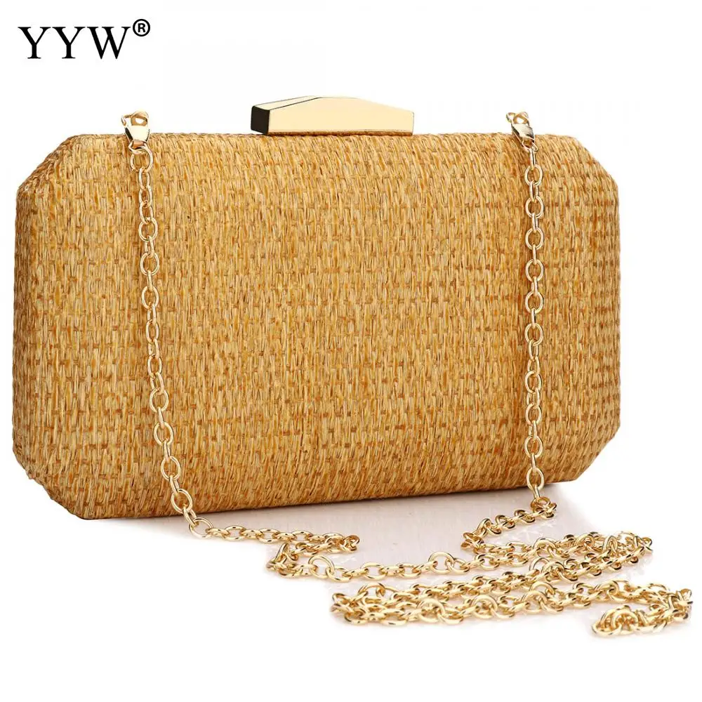 gold YYW Золотой соломенный клатч модные сумки для женщин хаки Свадьба Sac основной Femme лето пляж Новое поступление Bolsa Feminina - Цвет: gold