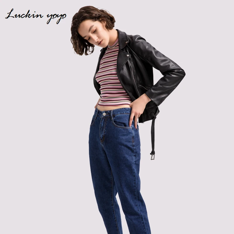 Lukin yoyo женские джинсовые брюки 2019 повседневные синие джинсы для мамы большие