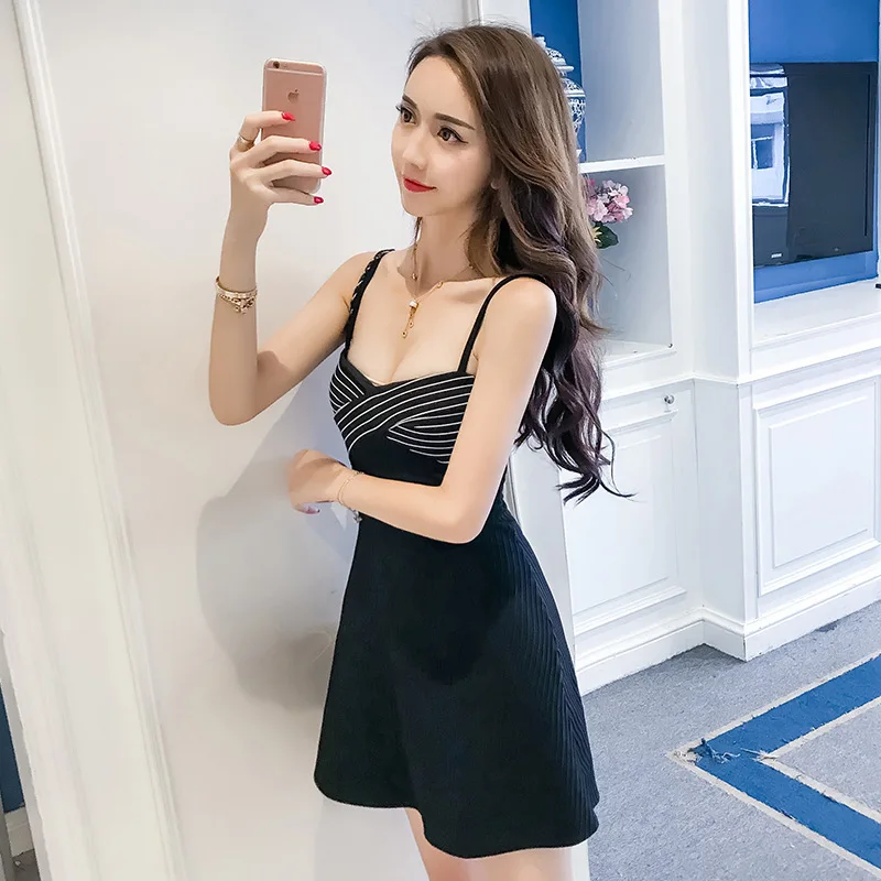 YuooMuoo Women Summer Sexy A-Line High Waist Short Mini Strapless Dress Sleeveless Party Club Pleated Spaghetti Strap Dresses | Женская