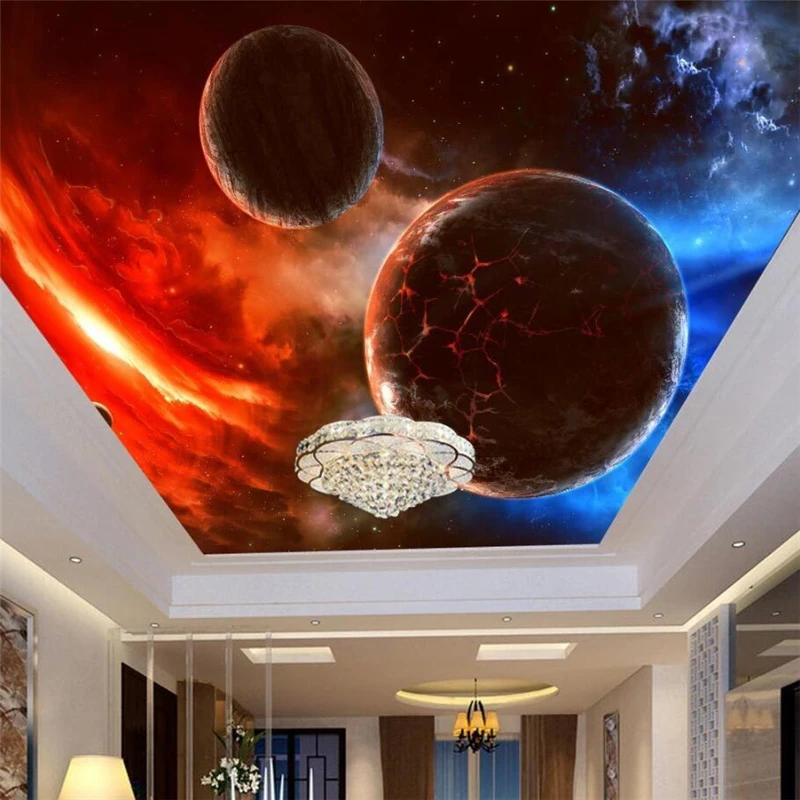 wellyu Stereo Suspended Meteorite Cosmic Star 3D Zenith Mural Custom Large Green Wallpaper papel de parede para quarto | Обустройство