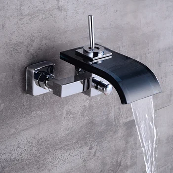 BAKALA Modern Waterfall Wall Mounted Bath Tub Filler Faucet Mixer Tap Chrome Finished