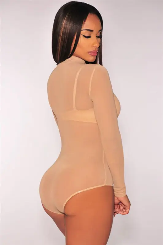 Женское базовое эластичное трико с длинным рукавом боди чокером топ высоким