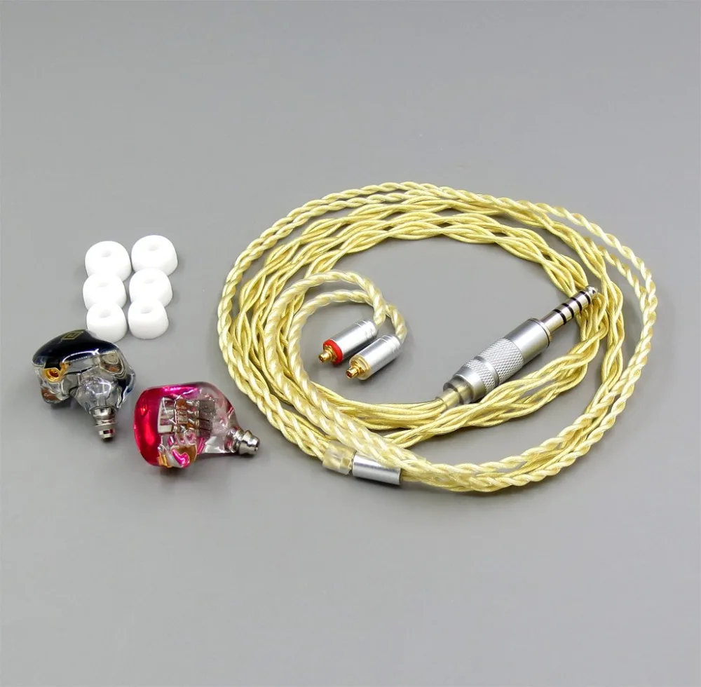 LN005919 чистый серебряный золотой кабель+ DIY пользовательские 5 единиц динамики арматура в ухо наушники+ MMCX кабель для Shure se535 se846
