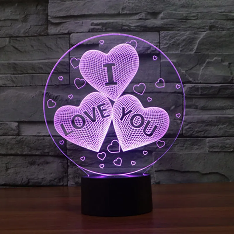 TAMPROAD 3D Illusion Lamp I Love You Acrylic Night Light Romantic Valentine's Day Gift for Lover Gradient with USB Line | Лампы и