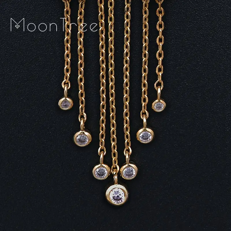 MoonTree Luxury Geometry Long Tassel Multicolor Cubic Zirconia Wedding Women Dress Earring Fashion Jewelry | Украшения и