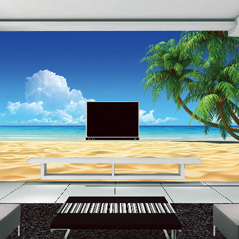 Пользовательские 3D настенной Бумага диван Спальня ТВ фон декор стен роспись Пляж