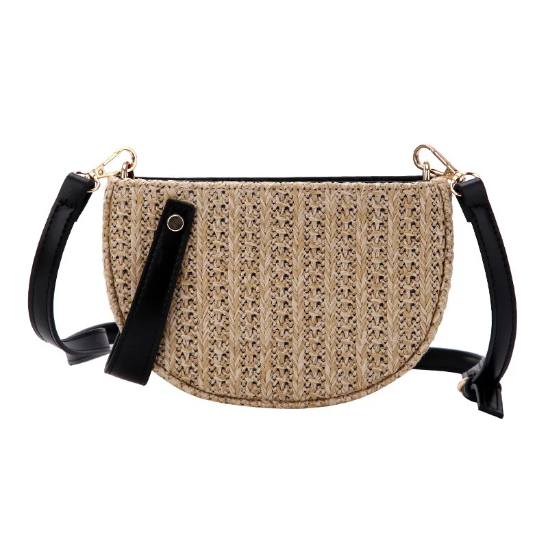 

2019 New Handmade Knitting Straw Bag Summer Woven Rattan Women Handbags Beach Holiday Travel Shoulder Bag Ladies Messenger Bag