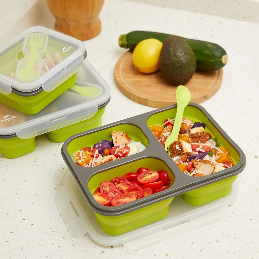 Naturehike Силиконовые Складные Bento Box Складной Портативный Ланч-бокс для еды столовая посуда контейнер для еды миска