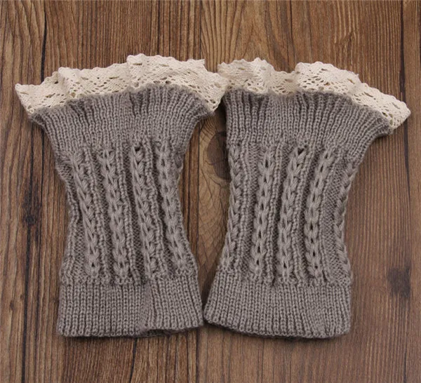 LightGrey Модные вязаные сапоги с двойными пуговицами; короткие гетры с манжетами; женские носки для обуви; модные вязаные сапоги с кружевной отделкой; аксессуары - Цвет: LightGrey