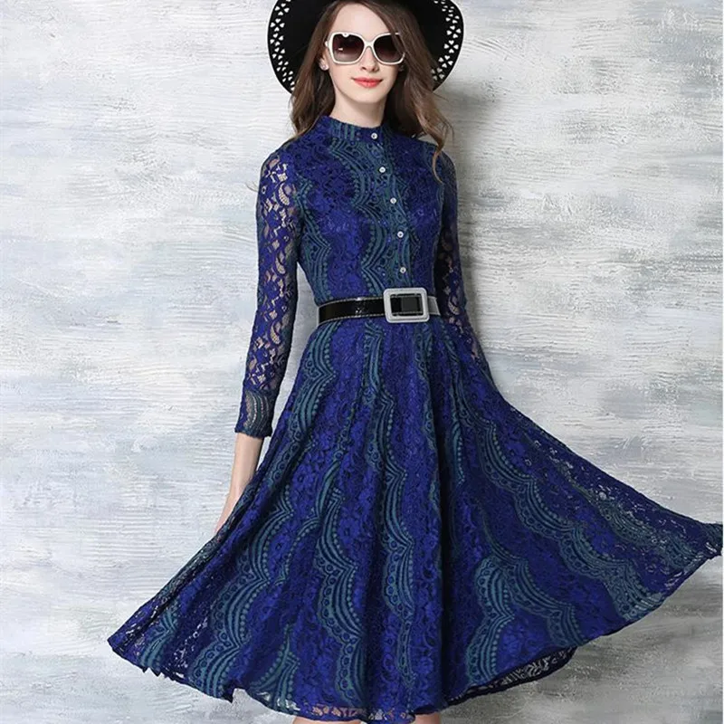 2017 choiceshine женская dress бренд летние платья свободные середины икры женщины полые