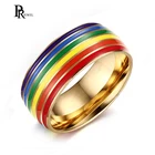 Золотое эмалированное кольцо из нержавеющей стали диаметром 8 мм Для лесбийских геев, обручальное кольцо для свадьбы