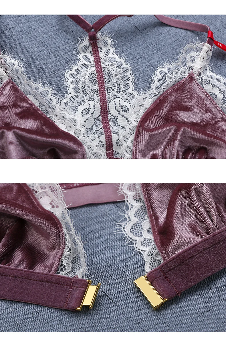 SeeOrange Ultrathin Lingerie Set New Show Autumn Winter Velvet Bras 2018 Sexy Lace Bra Front Closure Women Underwear SO7413 | Женская