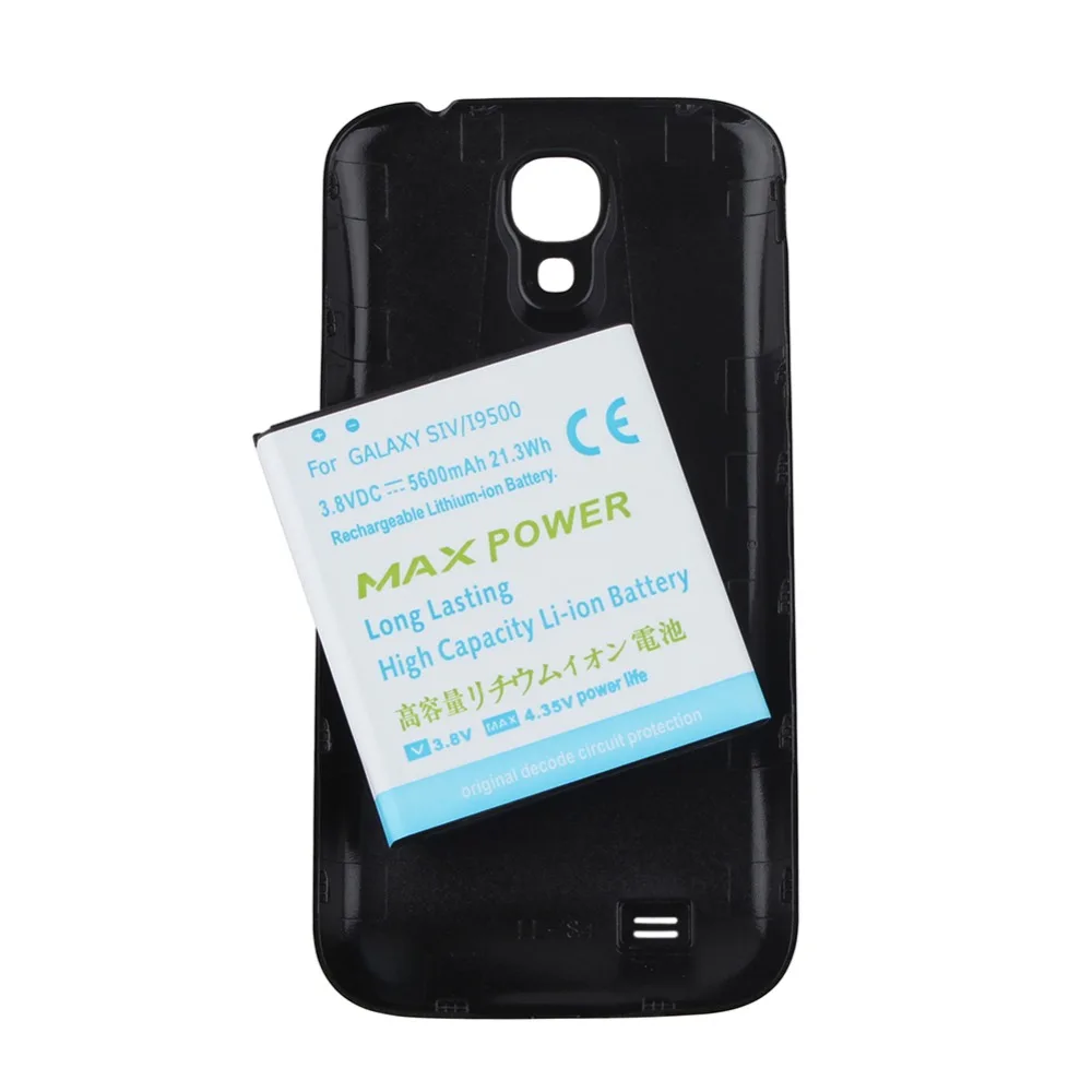 Высококачественный аккумулятор 5600 мАч для телефона Samsung Galaxy S4 i9500 + черный чехол