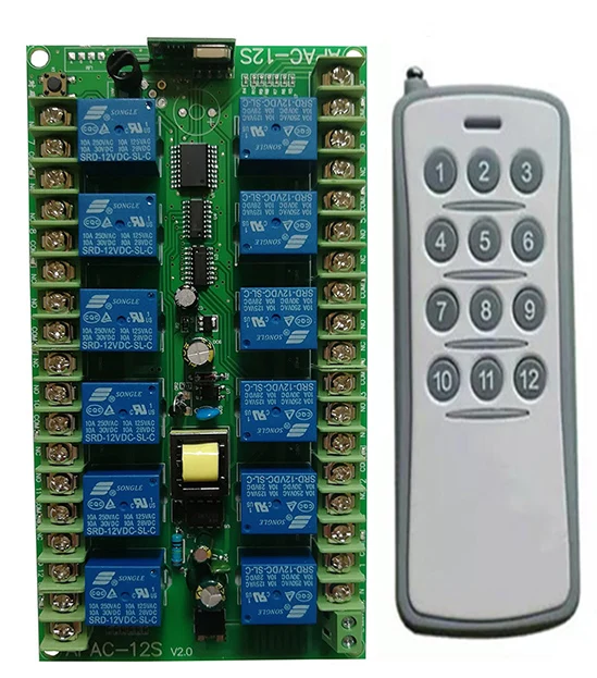 AC220V 12 CH 12CH Channel10A RF Беспроводной переключатель системы дистанционного управления