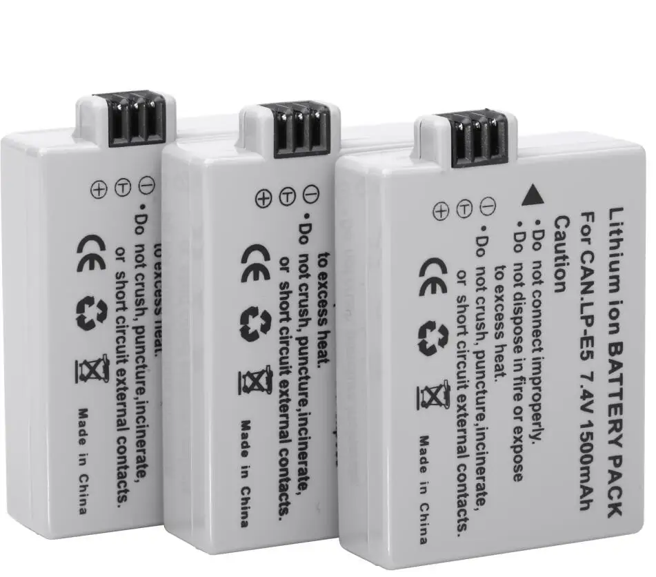 3 battery LP-E5 аккумулятор 1500 мАч+ зарядное устройство для CANON EOS Rebel XS, Rebel T1i, Rebel XSi, 1000D, 500D, 450D, Kiss X3, Kiss X2, Kiss F - Цвет: 3 battery