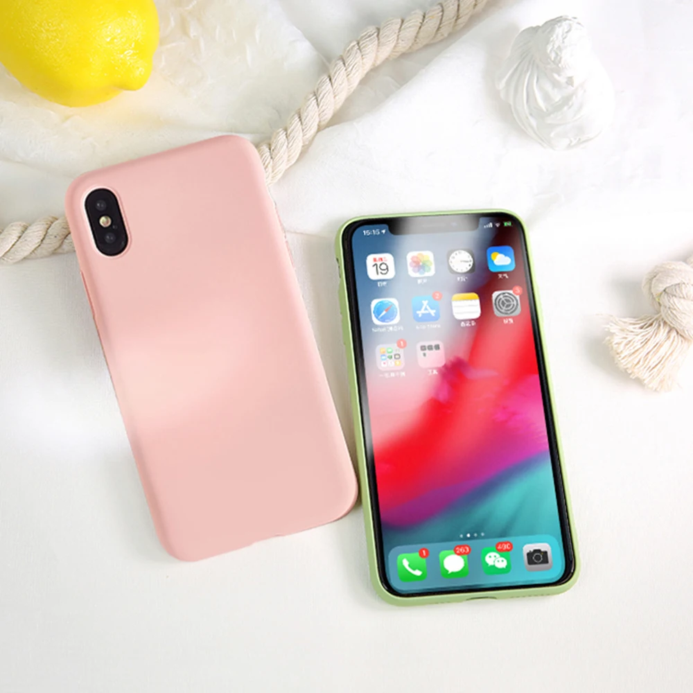 Original Silicone Liquid Phone Case For iPhone 6 6S 7 8 Plus 5 5S SE Soft Cover For iPhone X XR 11 Pro XS Max Girl Men i7 Case