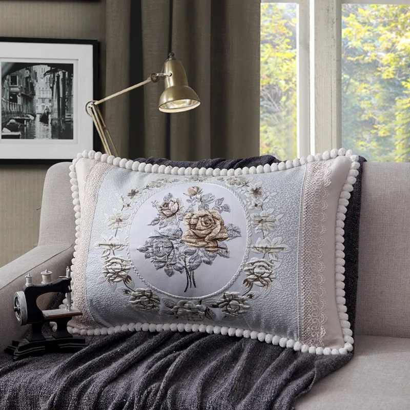 Rectangle 48*68cm Luxury Europe Sofa Back Lumbar Cushion Cover Big Size Hotel Decorative Throw Pillow Case for Bed High Quality