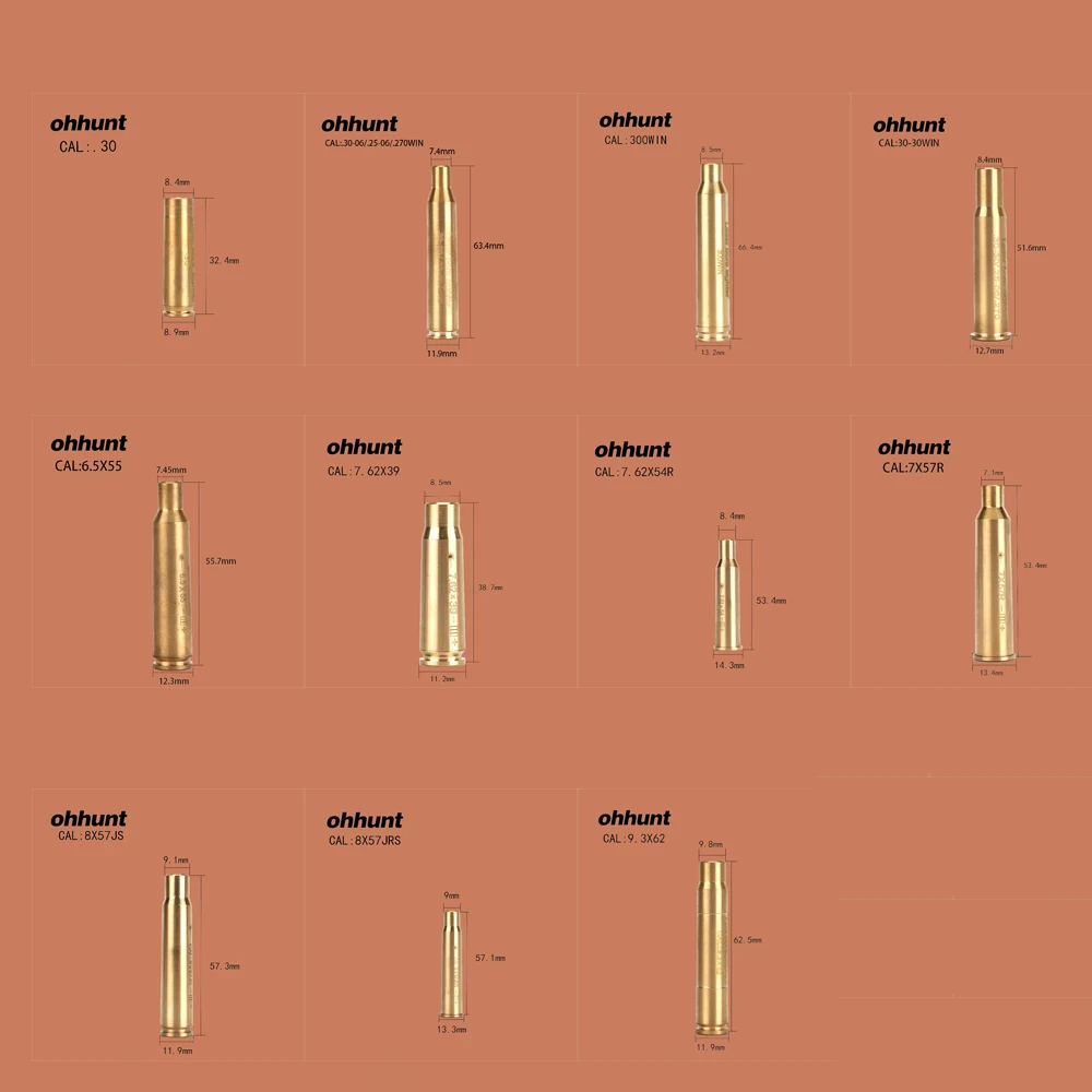 Ohhunt лазер в красный горошек латунь Диаметр sighter cal 7.62X54R 7.62X39 7X57R 8X57JRS 9.3X62 30 300WIN