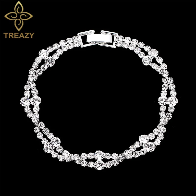 Женские браслеты с кристаллами TREAZY сверкающие стразы свадебные украшения на